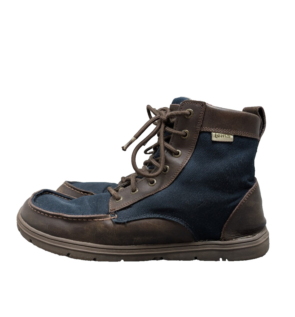 Lems Boulder Boot Mens 14 EU48 Navy Stout Barefoot Outdoor Leather Hike Utility